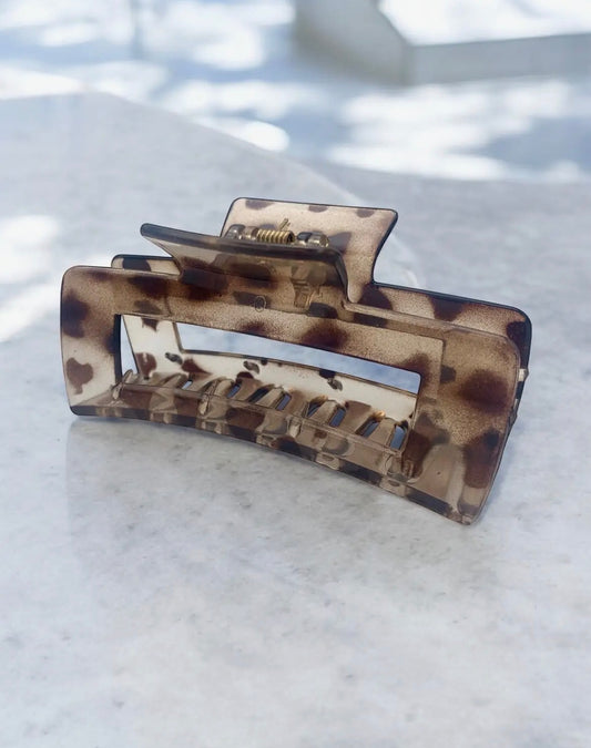 Pince à cheveux rectangulaires léopard