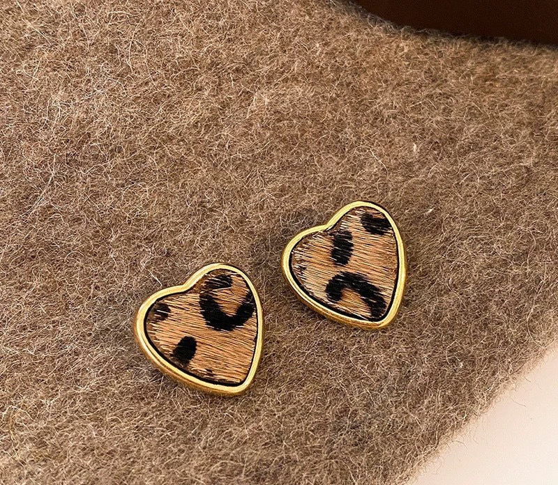 Boucles d’oreilles Cœur Léopard 🤎