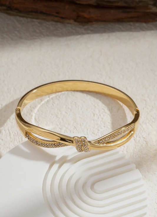 Bracelet noeud cristaux doré