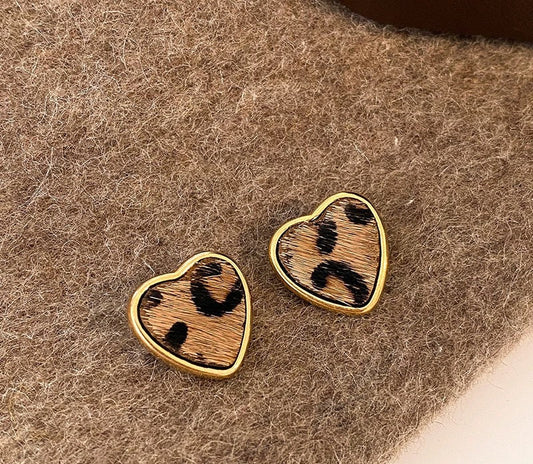 Boucles d’oreilles Cœur Léopard 🤎